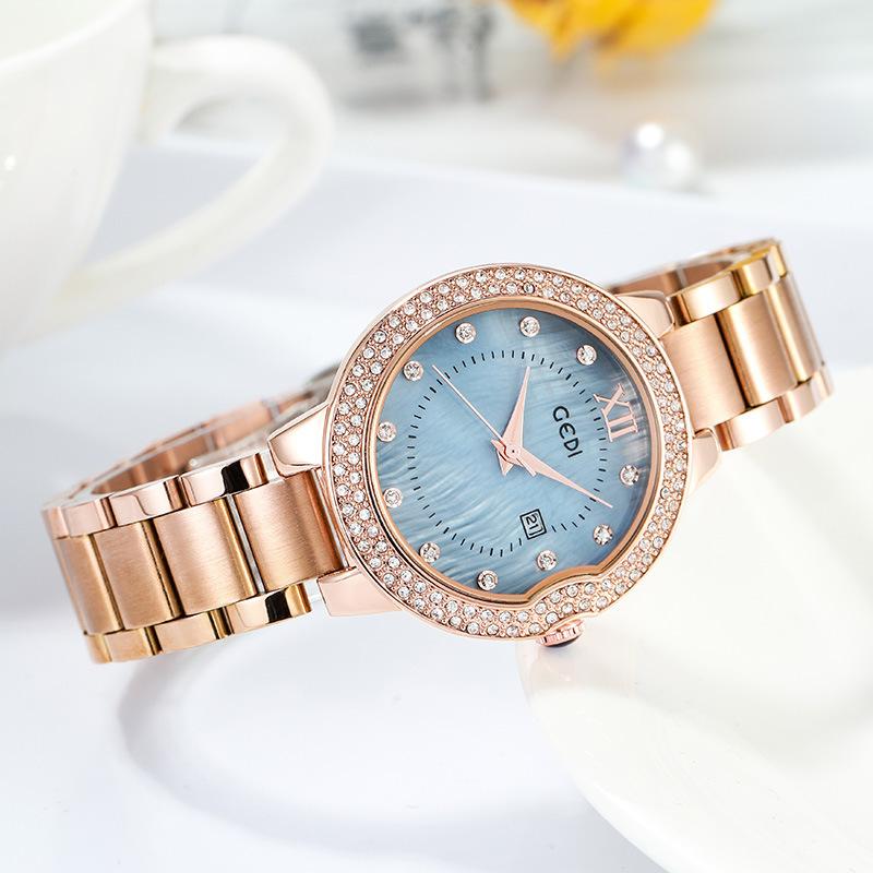 Large Dial Steel Strap Watch Women'S Fashion Diamond-Encrusted Waterproof Quartz Watch