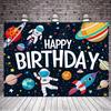 1 Space Happy Birthday Decoration Astronaut Spaceship Theme Large Birthday Banner Background Cloth