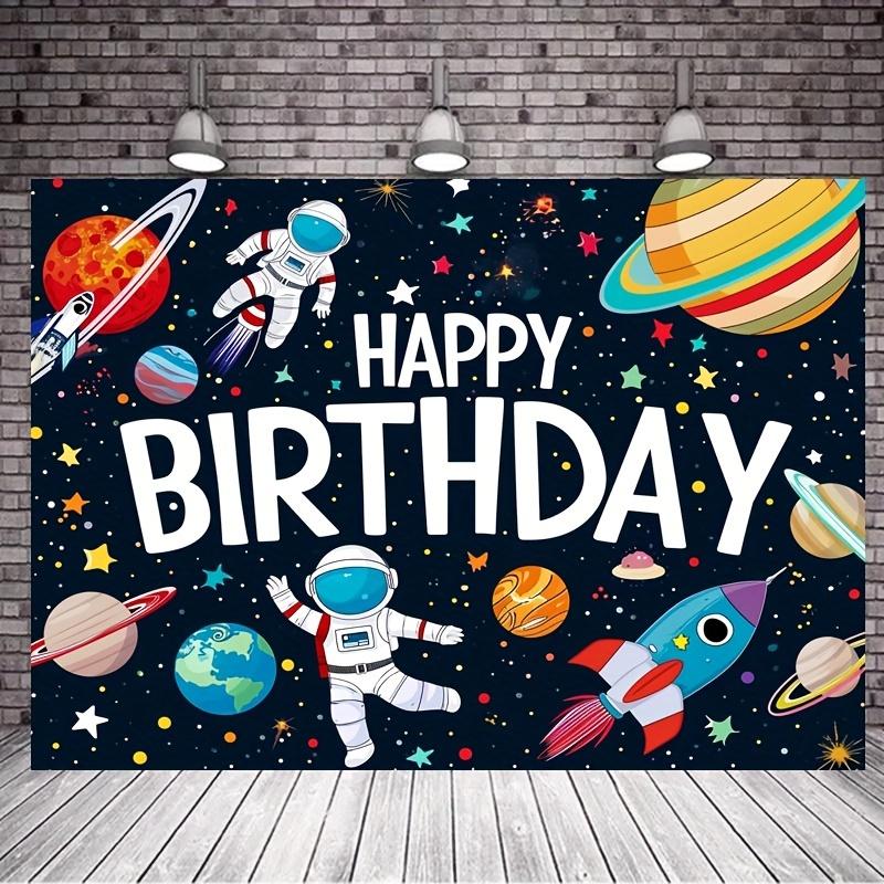 1 Space Happy Birthday Decoration Astronaut Spaceship Theme Large Birthday Banner Background Cloth