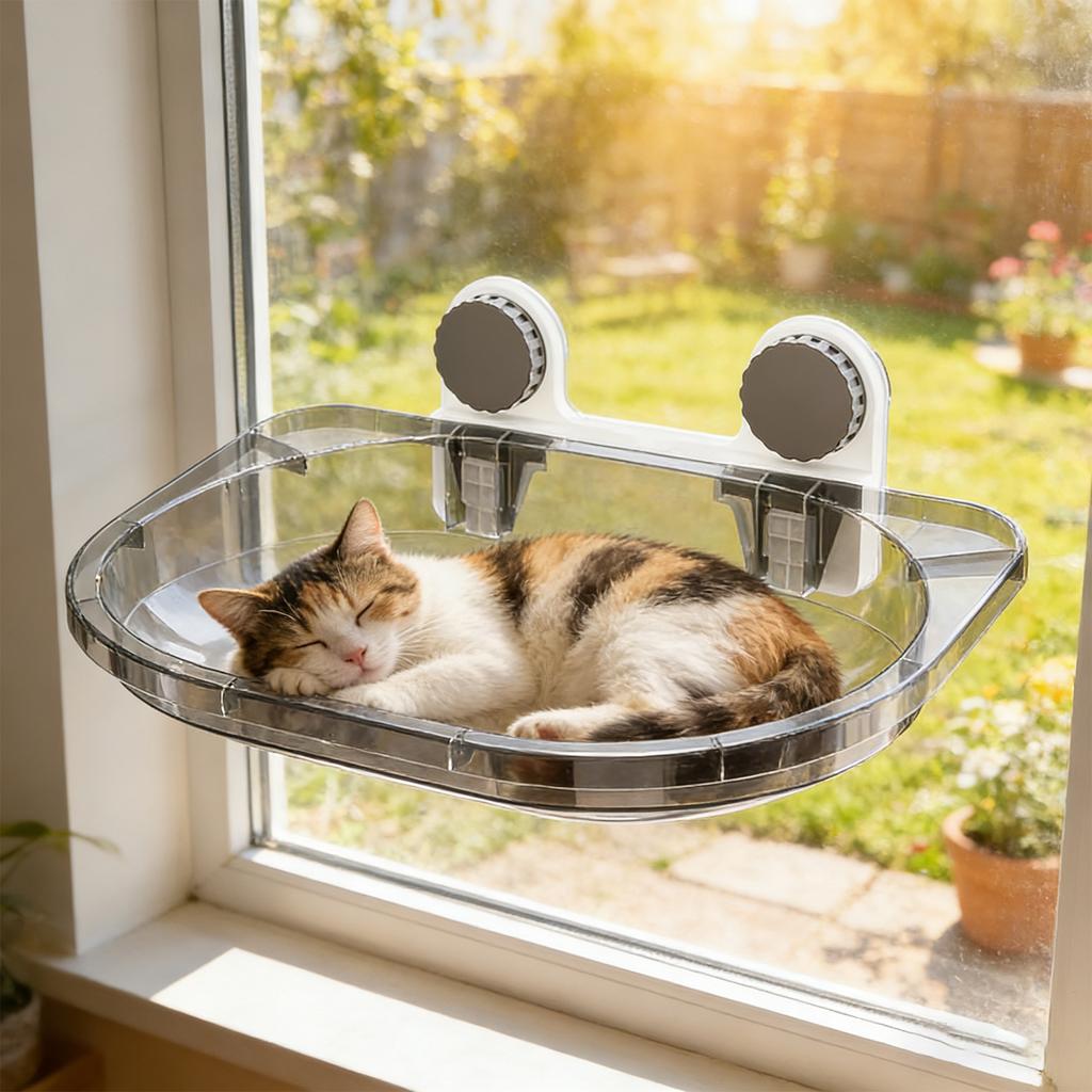 Suction Cup Cats Window , Transparent Hanging Cats  Bed For Indoor Cats, No-Drill Wall Mounted Cats Shelf Seat With Strong Suction Cups, Space-Saving