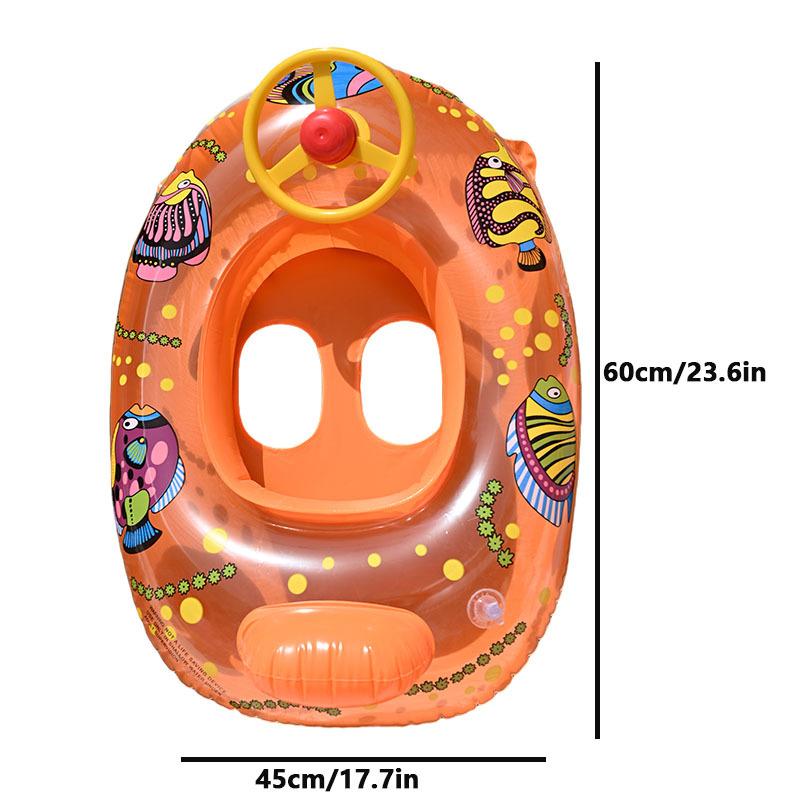 Cartoon Inflatable Float Boat, Baby Swimming Seat Ring for Pool Water Games