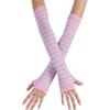 Colorful Stripe Fingerless Gloves for Women Fashion Arm Sleeves Christmas Party Decorative Rainbow Gloves for Teens Girl