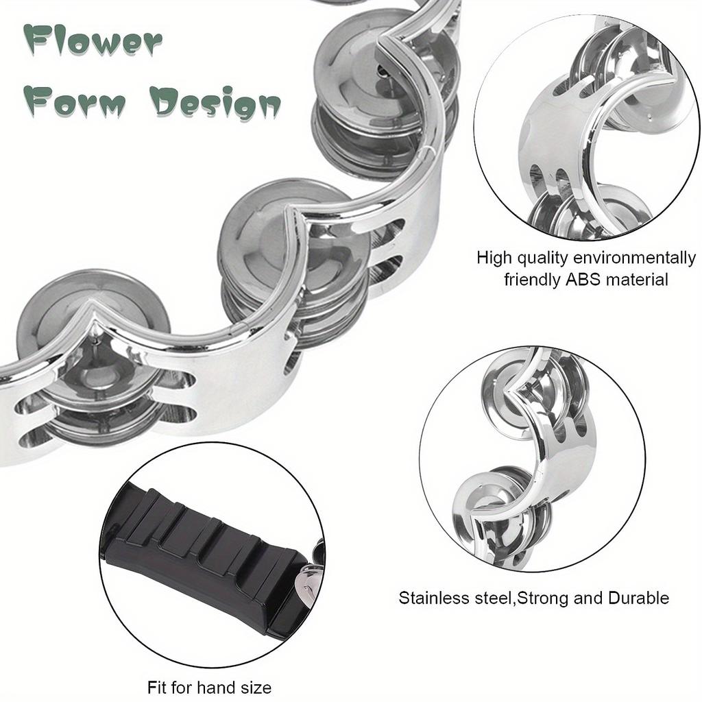 Adult Plated Metal Abs Tambourine Music Rhythm Instrument Handheld Percussion Drum Party Church Wedding Performance Concert