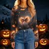 Women's Fashion Casual Long Sleeve Halloween Print Crewneck Top