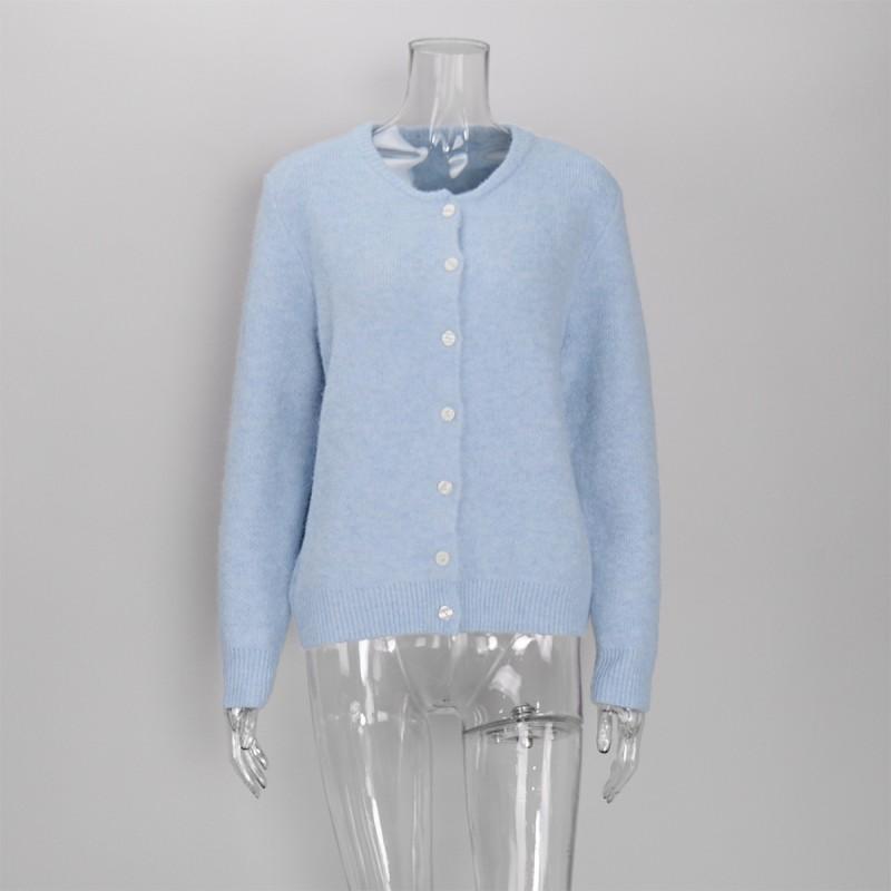 2026 Fall Winter Loose Fit Shell Button Fleece Knit Cardigan Sweater Women