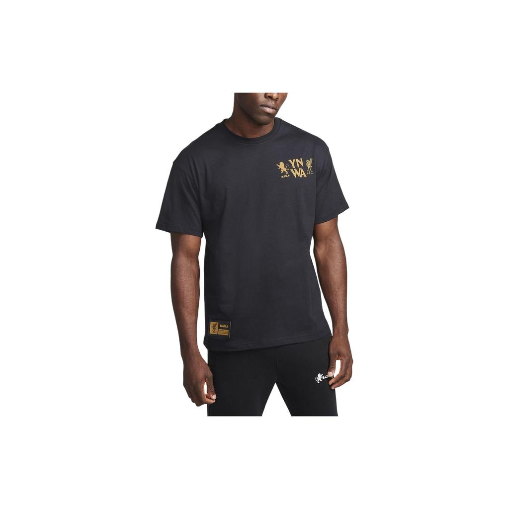 Nike Letter Print Crew Neck Casual Pullover Short Sleeve Drop Shoulder T-Shirt Men T-Shirts Black FQ4907-010