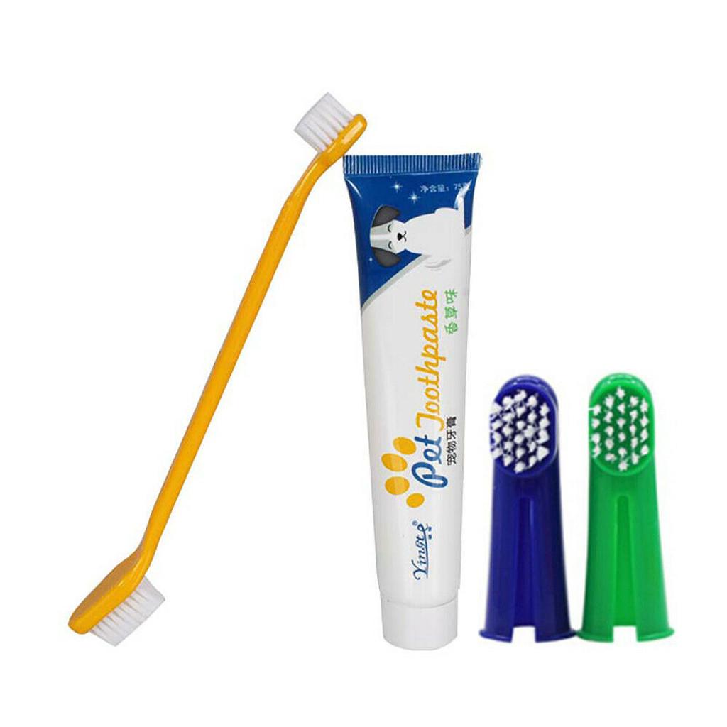 Pet Toothbrush+ Flavour Dog Cat Cleaning JO Toothpaste+ Up Back Beef Brush Set