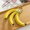 Cute Pu Leather Banana Pendant With Key Rings Leather Cords For Bag Decoration Phone Lanyard Gift For Women/Kids/Bag Accessory
