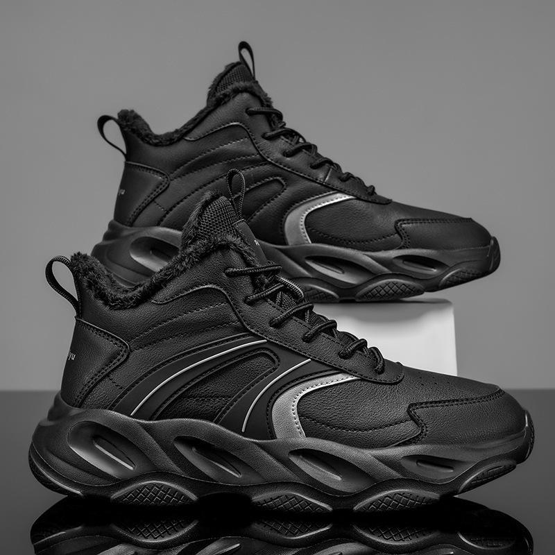 Winter velvet shoes men's thickened warm men's cotton shoes casual sports thick soles heightened non-slip versatile