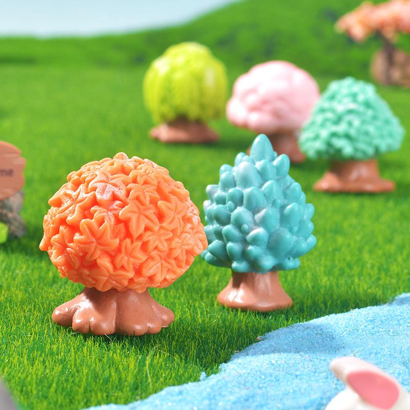 Cartoon Big Tree Micro-landscape Resin Small Decorative Items, Colorful Artificial Trees, Cute Trees, and Small Garden Landscaping Accessories