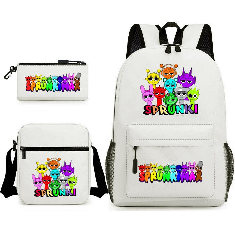 Anime Cartoon Backpack Sprunki Large Capacity Primary School Student Schoolbag Satchel Pencil Case