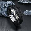 Vintage Multi Layer Magnetic Clasp Handwoven Genuine Leather Bracelet Cuff For Men Fashion Accessory