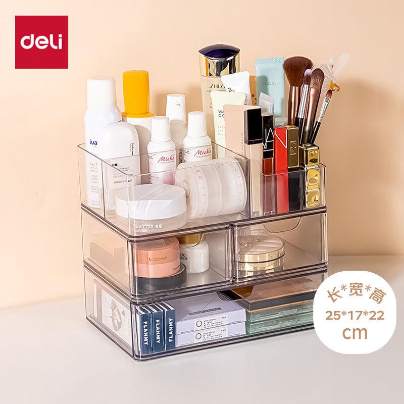 Deli Transparent Large Capacity Cosmetic Storage Box Set