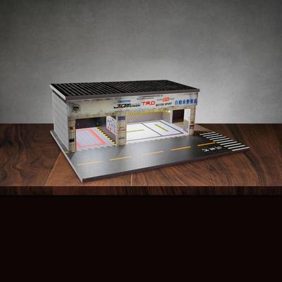 Auto Repair Shop Model Diorama Miniature Building Scene, 1/64 Scale Photo Prop, Table Decoration for