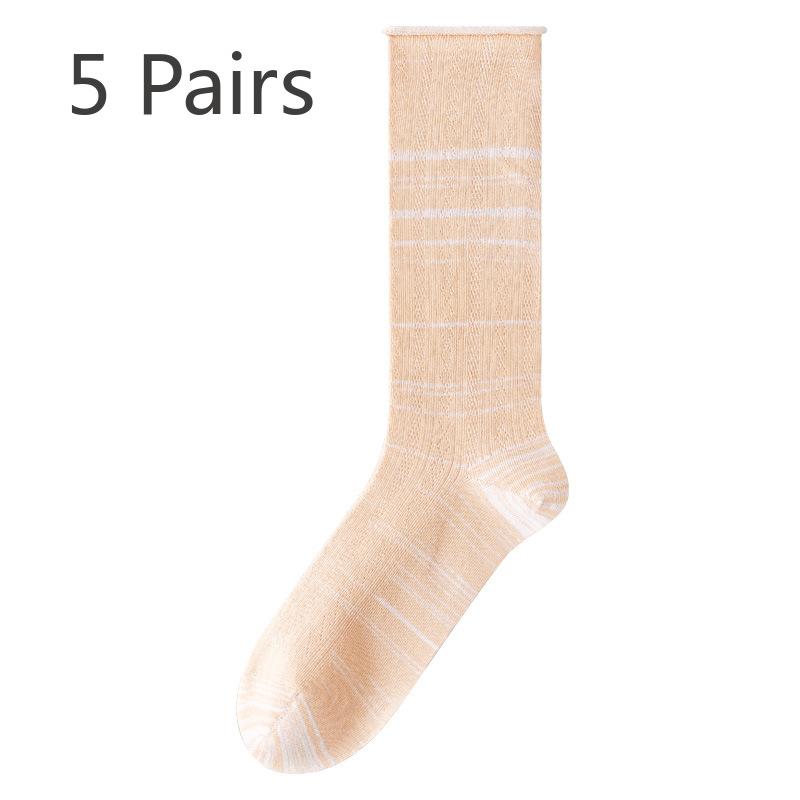 

5 пар женских летних тонких хлопковых антибактериальных и дезодорирующих чулок 5 Pairs оранжевый