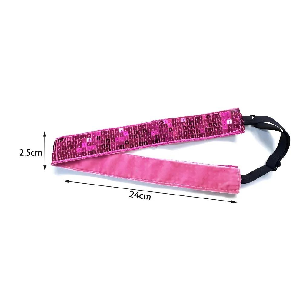 1PC Women Sequin Headband Multiple Colors Anti-slip Elastic Adjustable Hairband for Sports Yoga