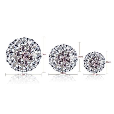 Simple 925 Sterling Silver Earrings Full Crystal Ball Stud Earrings Gift for Women Brincos S-E35