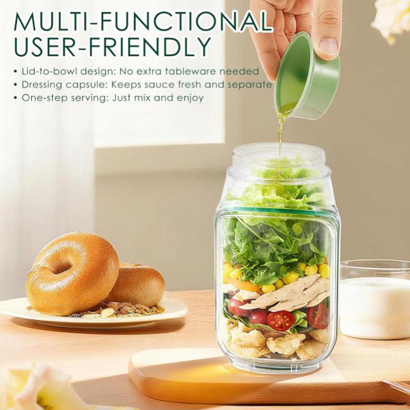 Salad Pod Container Mason Jar Side Open Leakproof Breakfast Fruit Storage Box