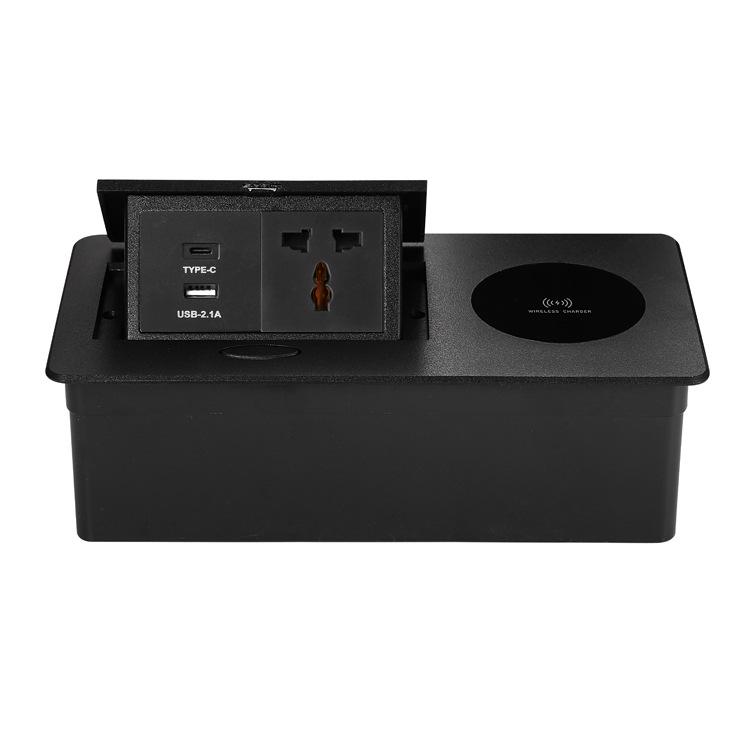 Bezprzewodowe ładowanie Ukryte gniazdko biurkowe z USB-C i opcjami zasilania (Standard UE i USA)