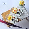 moin moin Miniature Scale Classic Morning Fried Coffee Food Item 1/6 Set Egg, Toast/Boiled Egg, Spoon, Bread, Cup, Realistic, Delicious-Looking