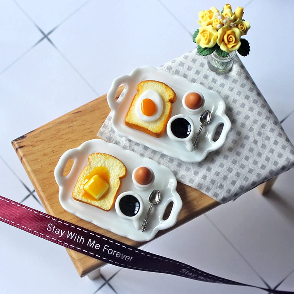 moin moin Miniature Scale Classic Morning Buttered Boiled Coffee 2304mini12 1/6 Set Toast, Egg, Spoon, Bread, Cup, Realistic, Delicious-Looking