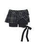 Elf Elf Elf Archives Check Ribbon Pleated Skirt [Navy]