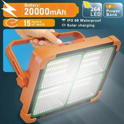 Proiettore LED Riflettore Ricaricabile USB Lampada da Campeggio Portatile da Esterno Luce Solare Proiettore Lanterna da Campeggio Luce da Lavoro Notturna