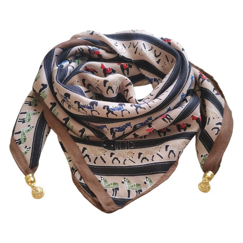 1Pc Neck Brace 2026 Magnetic Clasp Gift Scarf Versatile Triangular Bandage Warm Pony Pattern Cotton