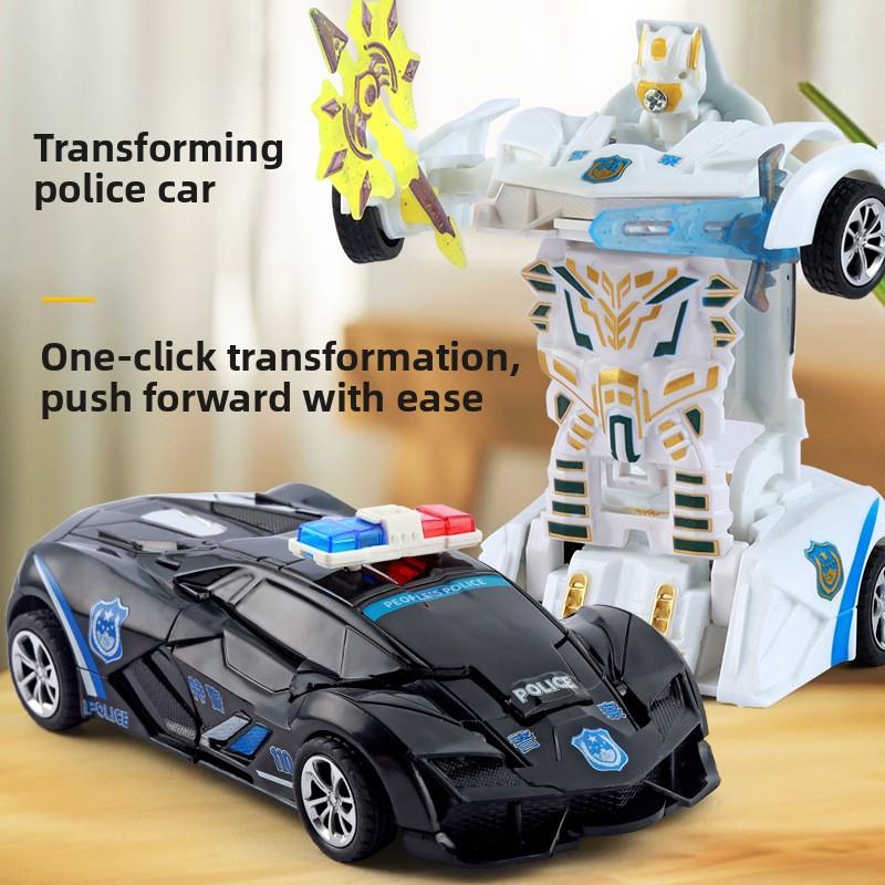 Children's 2025 new toy graffiti inertia deformation car racing one-click deformation robot
