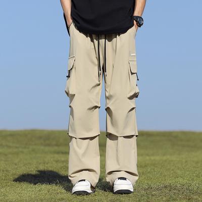 Spring and Autumn Men's Fashion Solid Color Casual Cargo Pants