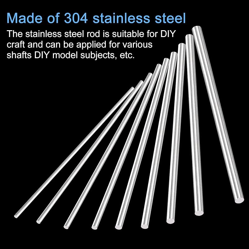 uxcell 304 Stainless Steel Round Bar 5mm x 80mm Stainless Steel Rod Solid Shaft Bar for DIY Crafts, Model Cars, Helicopters, Axle Bars, Airplanes (4