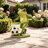 Weatherproof Frog Kicking Football Ornament Cute Frog Figurines Football Frog Sculpture  Desktop