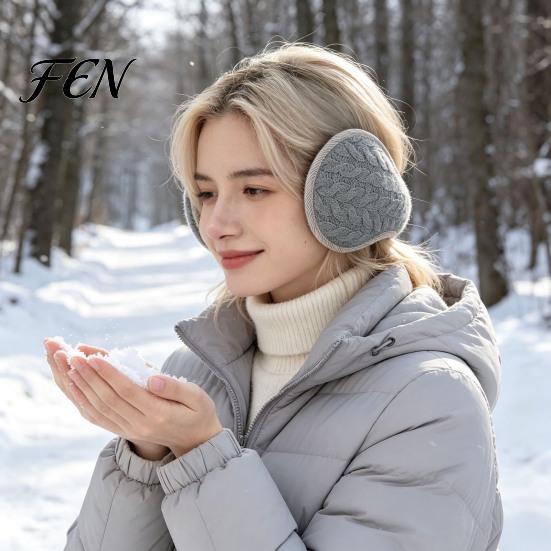 Soft Plush Ear Covers Winter Muffs for Women Men, Foldable Earmuffs with Thickened Cozy Protectors Lining, Knit Thermal Warmers Outdoor Sports Skiing