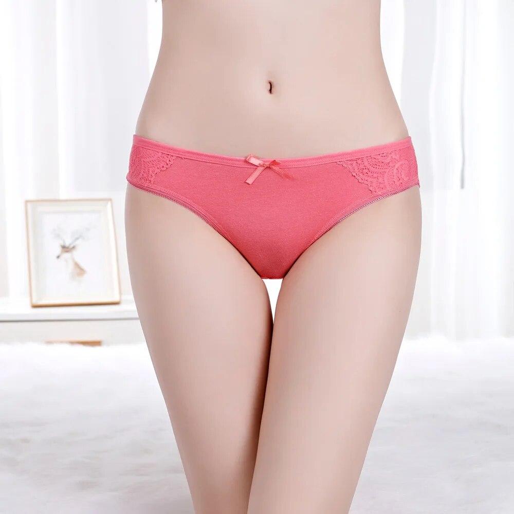 Ropa interior de mujer, bragas de encaje sexis de algodón, bragas de cintura baja para niñas, bragas para mujer, lencería, 6 unids/set