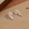 New Gothic Stereo Conch Personality Ancient Silver Stud Earrings for Men Women Hallowmas Punk Jewelry Vacation Accessory Gift