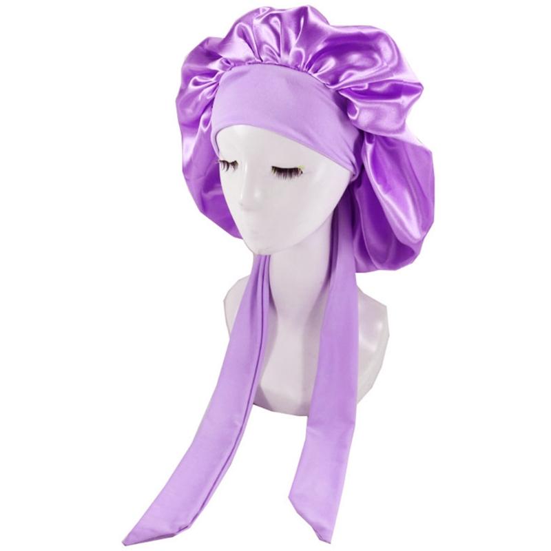 Girls Four Seasons Polyester Satin Sleeping Cap for Women,Silky Bonnet Sleep Hat for Head Wrap Night Elastic Band Headsc