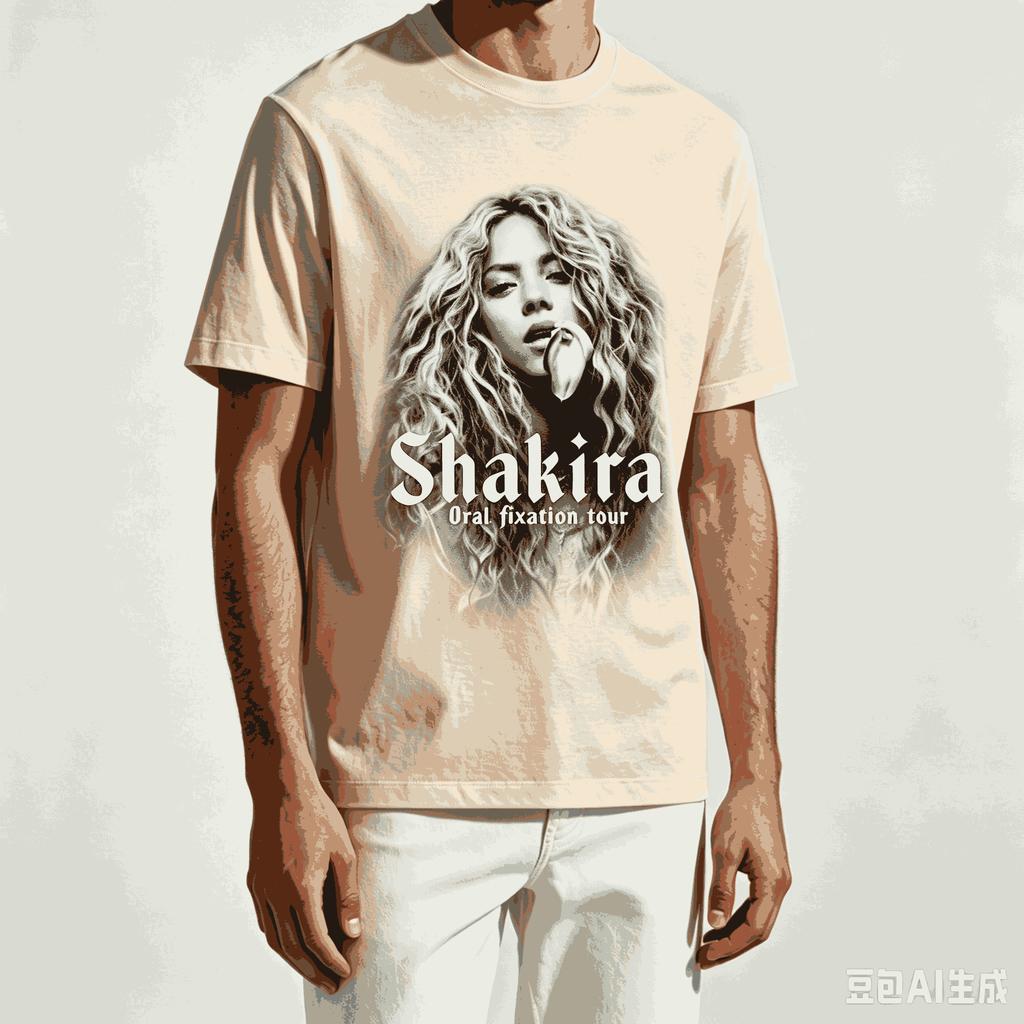 Shakira Para Presente de Fã Camiseta Unissex Unissex Harajuku Oversized Unissex Manga Curta Streetwear Alta Qualidade Casais Clássico Respirável