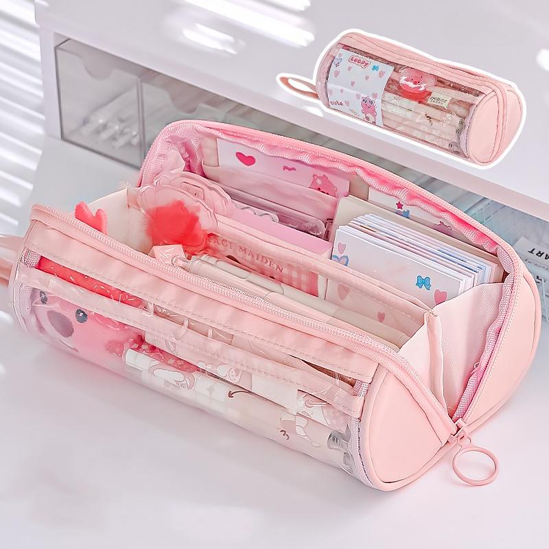 

Ins японский милый розовый рыбный торт кот пенал Kawaii портативный большой вместительности сумка для макияжа для девочек канцелярские принадлежности школьные принадлежности 21*8*8cm