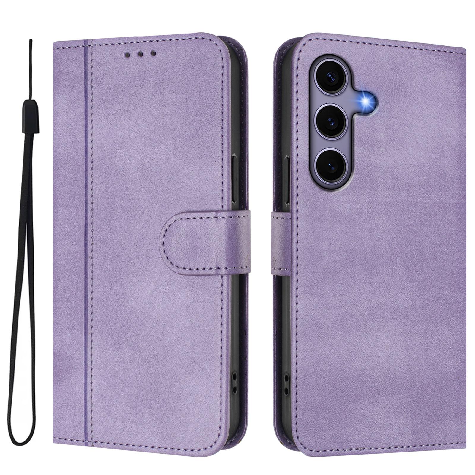 

For Samsung Galaxy S24 Cases Wallet Stand Retro Texture Leather Phone Cover with Lanyard G