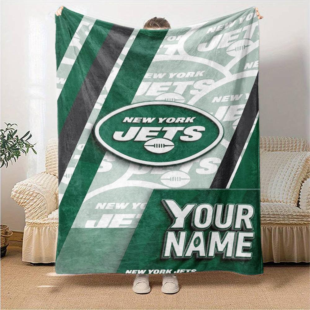 Name Custom NY Jets Print Flannel Blanket High Quality Warm Comfortable Cover for All Seasons Perfect for Gifts Home Decor