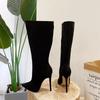 Streetstyle Spitzschuh Damen Kniehohe Stiefel Sexy Dünne Hohe Absätze Schuhe Herbst Winter Nachtclub Ballpumps