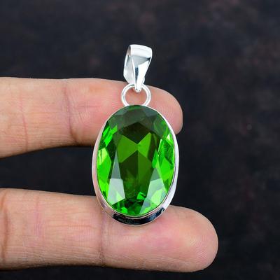 Facettierter Peridot-Anhänger echter Edelstein Schmuck handgefertigter Anhänger 925 Sterlingsilber Anhänger Peridot Schmuck Geschenke für ihn Designer-Anhänger