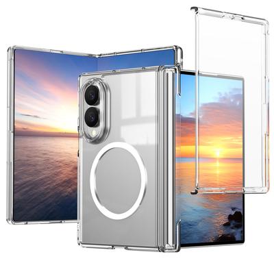 Magnetic Case For Samsung Galaxy Z Fold 8 Wide Built-in Tempered Glass Screen Protector Hinge Guard Transparency Acrylic Cover