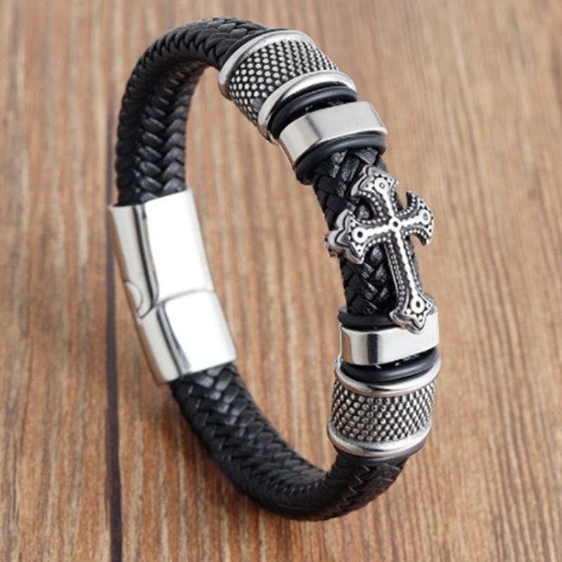 Classic Punk Metal Magnetic Clasp Multilayer Leather Bracelet for Men High Quality Handsome Party Jewelry Male Birthday Gift