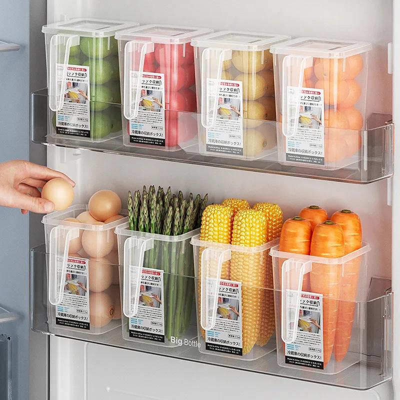 1/2Pcs Refrigerator Storage Box Fridge Side Door Food Fresh Boxes Bins with Handle for Fruit Vegetable Home Kitchen Organizer