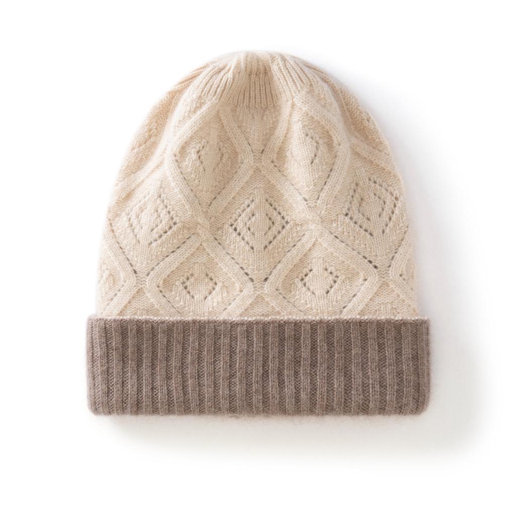 Cashmere hat cashmere autumn and winter knitted thermal hat men's double-layer thickened thermal cover cold ear hat teenager