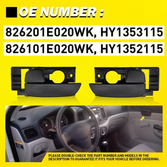 Door Handle ide Repair Interior Front LH RH For 2006 Hyundai Accent GSi Black