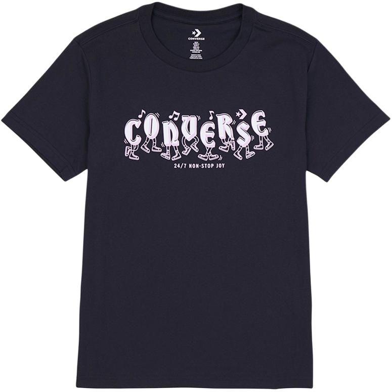 Converse T Shirts Women s Black Crew Neck Moderate 10026370-A01 S