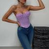 Diamond Cross Fishbone Satin Corsage Bandeau Top