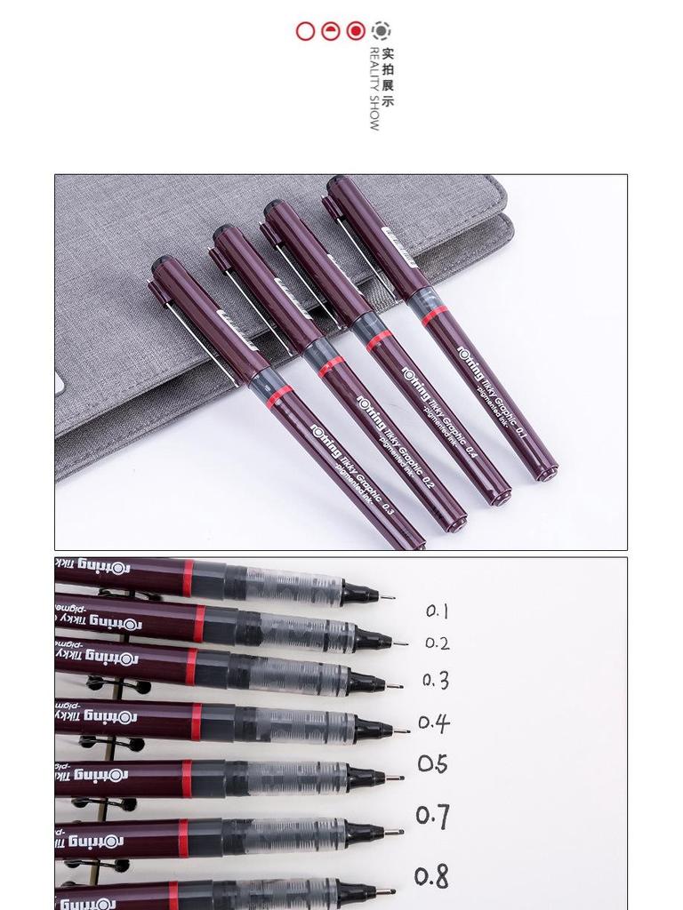 Rotring Red Ring Technical Inking Pen Set, 0.1-0.8mm for Manga and Drawing